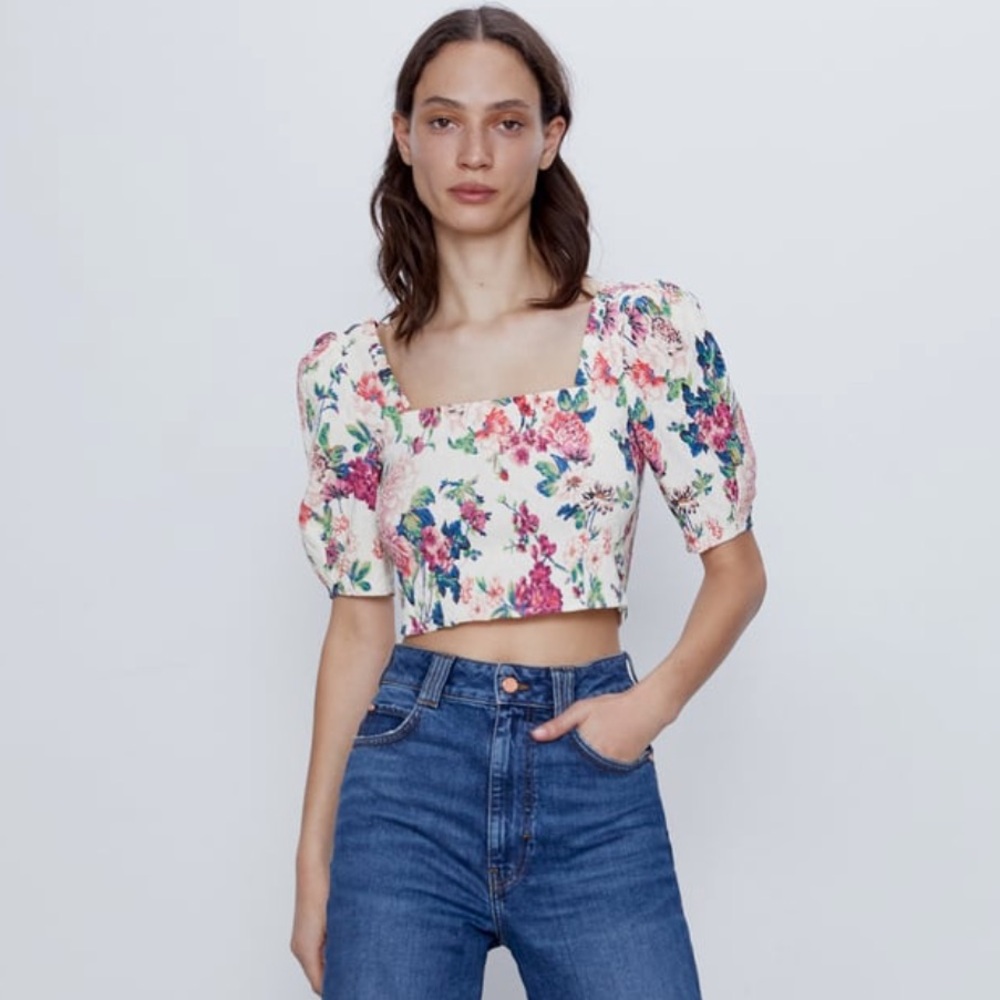 NWT ZARA FLORAL PRINT CROP TOP